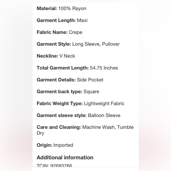 Crepe Maxi A-Line Dress - A New Day™ Red Floral V Neck, Balloon Sleeve 🆕 - Picture 6 of 6